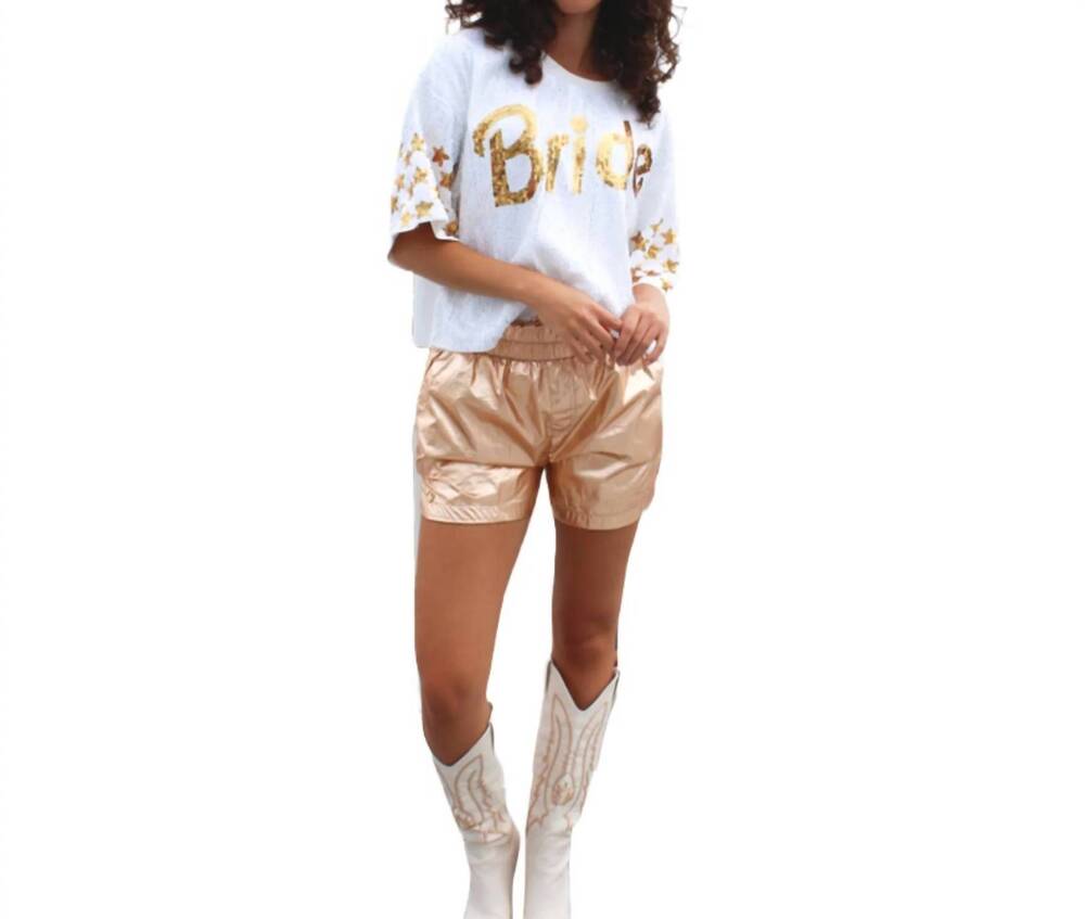 NEW SIMPLY SOUTHERN metallic shorts in gold